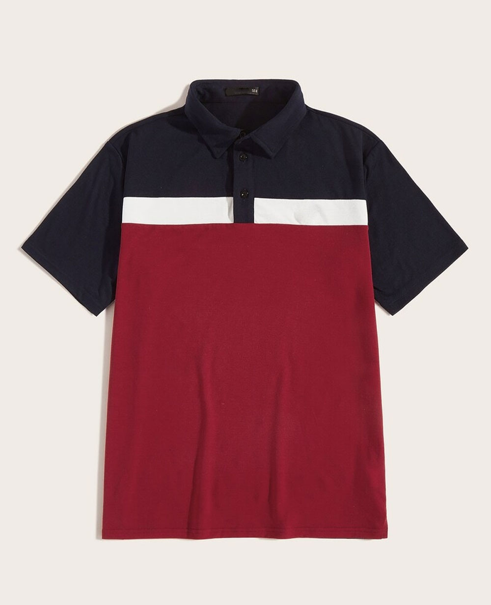 Custom Embroidered Detail Color Block Polo Shirt