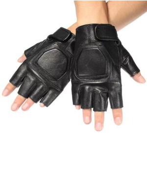 Motorcycle Riding Sports PU Leather Half Finger Gloves