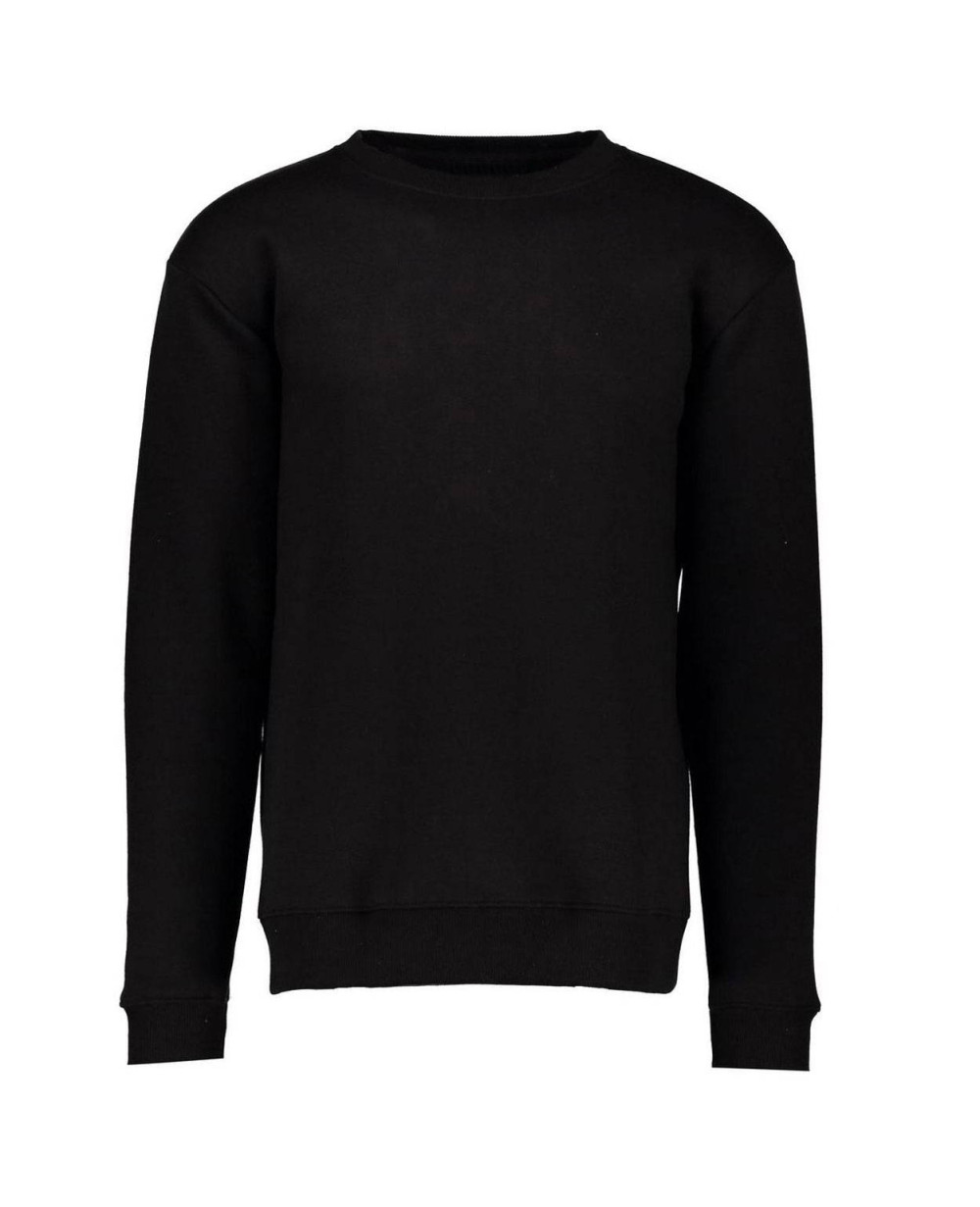 Black Basic Crew Neck Fleece Sweatshirt