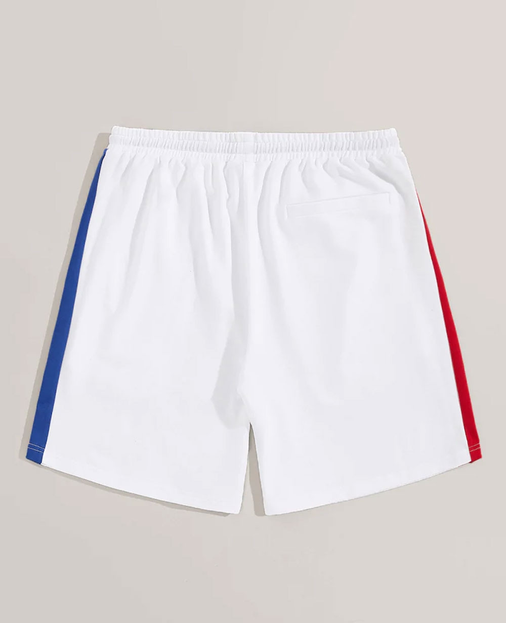 Guys Contrast Sideseam Embroidered Letter Shorts