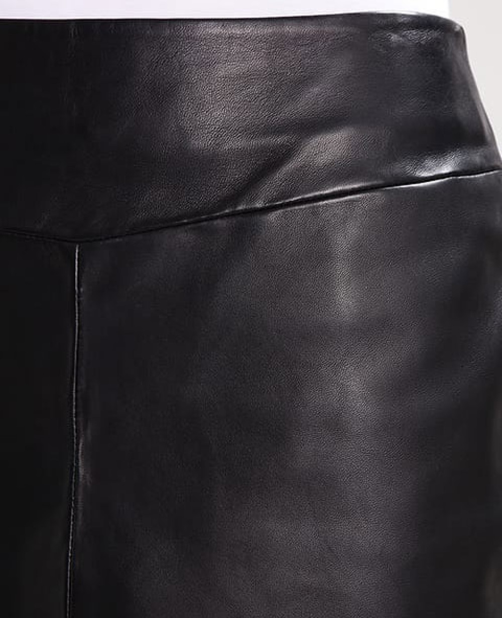 Soft Leather Sheep Pencil Skirt Black