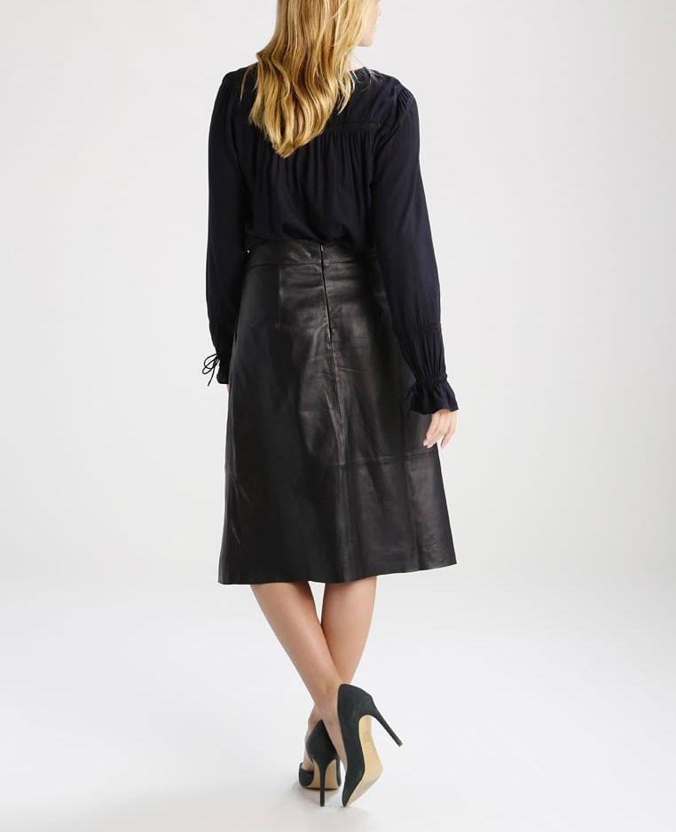 Women Custom Leather Skirt Black