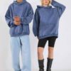 Unisex Acid Wash Oversized Drop Shoulder Hoodie Vintage Washed RO-1041-25