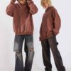 Unisex Acid Wash Oversized Drop Shoulder Hoodie Vintage Washed RO-1041-25