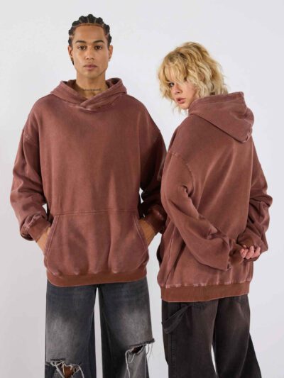 Unisex Acid Wash Oversized Drop Shoulder Hoodie Vintage Washed RO-1041-25