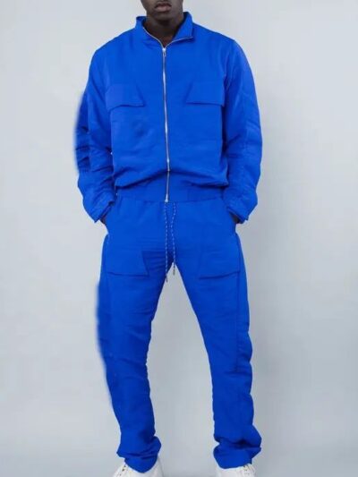 Wholesale Mens Cargo Tracksuits Custom Logo Windbreaker Sweatsuit with Private Label RO-1052-25