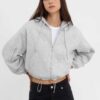 Custom Brand High Waisted Zip Cropped Hoodie