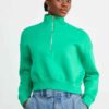 Custom Women Drop Shoulder Half Zip Crewneck Sweatshirt