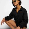 Drop Shoulder Half-Zip Sweatshirt and Matching Shorts Set