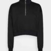 Drop Shoulder Half-Zip Sweatshirt and Matching Shorts Set