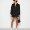 Drop Shoulder Half-Zip Sweatshirt and Matching Shorts Set