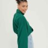High-Neck Half-Zip Cropped Pullover with Kangaroo Pocket