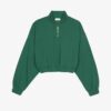 High-Neck Half-Zip Cropped Pullover with Kangaroo Pocket