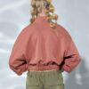 High Quality Half Zipper Cropped Pullover with Kangaroo Pocket