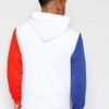 Thick American style cotton hoodie in black with practical kangaroo pocket and durable ribbed cuffs