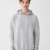 Soft grey pocket hoodie with cozy fleece interior and reinforced stitching
