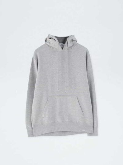 Soft cotton hoodie with convenient front pocket and ribbed detailing in black