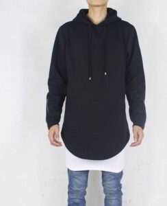 Biker Streetwear Long Length Hoodie with Side Zipper Blank Hoodies by Ready One