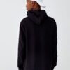 Black and white hoodie with side stripes, made of premium fabric with detailed stitching and ribbed cuffs