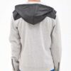 Stylish black hoodie with zipper accents on arms and intricate stitching details