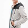 Fashionable hoodie with zipper accents at arms in trendy design with comfortable fabric and precise stitching