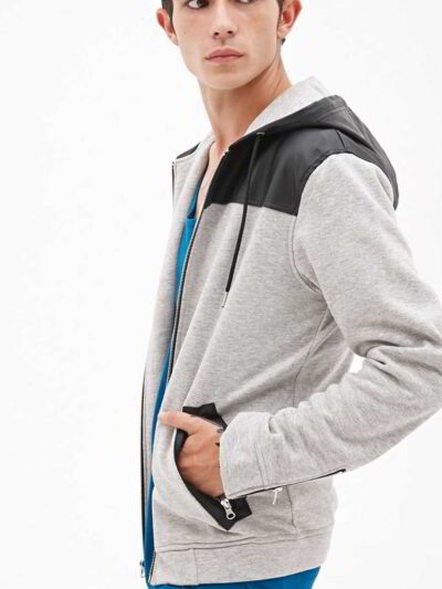 Fashionable hoodie with zipper accents at arms in trendy design with comfortable fabric and precise stitching