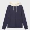 Soft charcoal hooded sweatshirt with contrasting hood lining and front pouch pocket