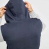 Soft embroidered hoodie in charcoal gray with front pocket and detailed stitching