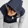 Sleek charcoal gray hoodie with intricate embroidered details and cozy fleece lining