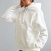 Thick organic cotton hoodie in rich black with kangaroo pocket and ribbed cuffs