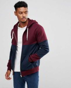 Custom Panel Zip Hoodie In Maroon by Ready One