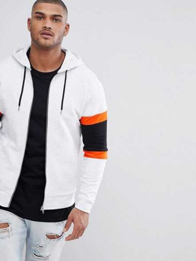 Thick black cotton hoodie with front pocket and ribbed cuffs