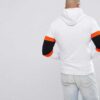 Soft heavyweight custom printed hoodie in black with kangaroo pocket and ribbed cuffs