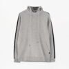 Soft-textured, black and white striped hoodie featuring a vibrant custom logo on chest, expertly stitched with quality fabric