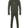 Ribbed biker tracksuit in soft cotton. Close-up shows textured fabric, reinforced stitching, and customizable panels. Premium