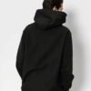 Luxurious all-black, custom hoodie showcasing its smooth fabric, fine stitch detail, and elegant minimalist design