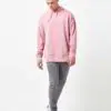 Light pink oversized drop shoulder hoodie with plush fabric texture and refined stitching detail.