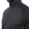 Premium jogger tracksuit: heather grey knit fabric, visible fine stitching, relaxed fit. Sporty luxe loungewear with deep poc
