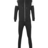 Custom tracksuit showcasing panel design. Soft, brushed fabric, neat stitching. Contrasting colors highlight the modern silho