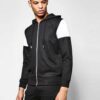 Custom tracksuit showcasing panel design. Soft, brushed fabric, neat stitching. Contrasting colors highlight the modern silho