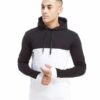 Cozy heavyweight navy blue hoodie with front pocket and ribbed cuffs