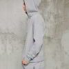 Double he custom longlin hoodie in heavyweight cotton with kangaroo pocket and ribbed cuffs