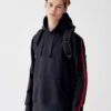 Charcoal gray Side Taping Blank Hoodies showcasing sturdy stitching, comfortable cotton blend texture, and visible side tapin