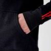 Unbranded, ready-to-print grey hoodie with side taping detail. Notice the soft cotton texture and premium stitching.