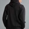 Soft black hoodie with kangaroo pocket and ribbed cuffs