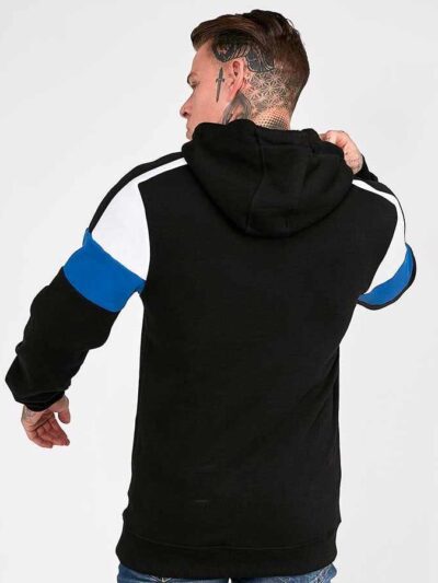 Soft grey hoodie with front pouch pocket and ribbed details