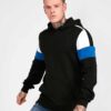 Thick black cotton hoodie showcasing front kangaroo pocket and ribbed cuffs