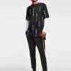 Men's crew neck t-shirt with all-over print. Soft, textured knit. Notice the reinforced double-stitched hem. Casual top. - Vi