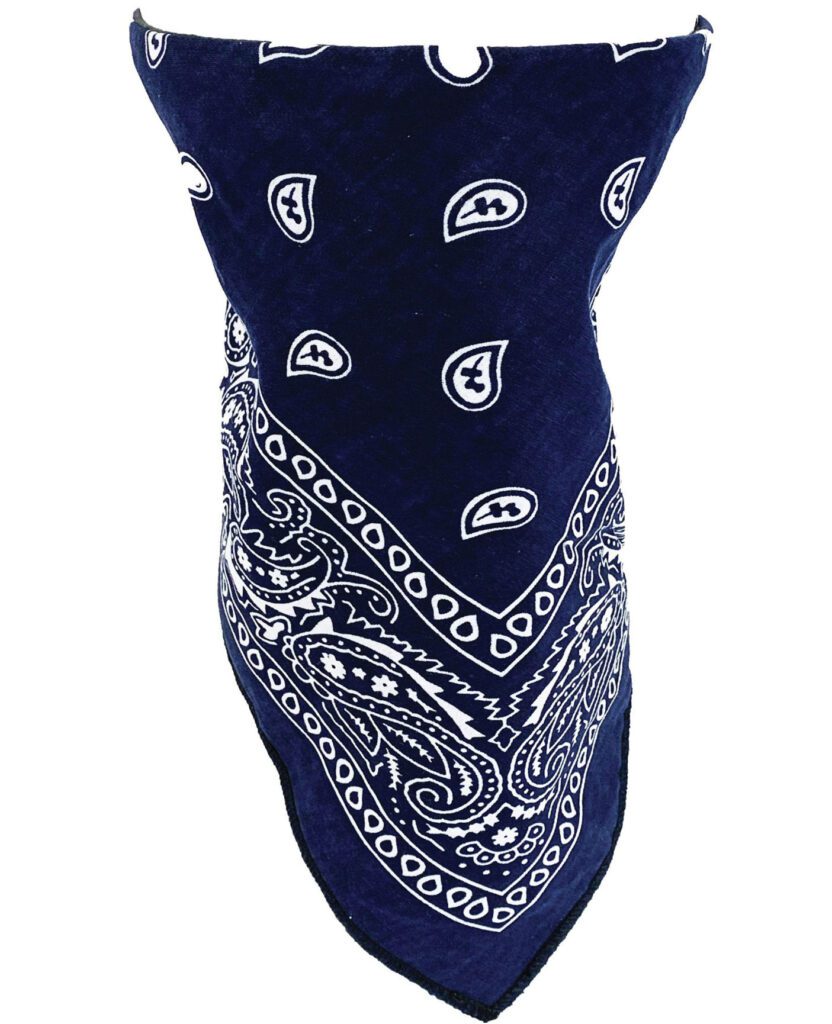 Crimson bandana face mask, textured cotton twill, clean overlock stitching. Versatile headwear, vibrant color, breathable fab