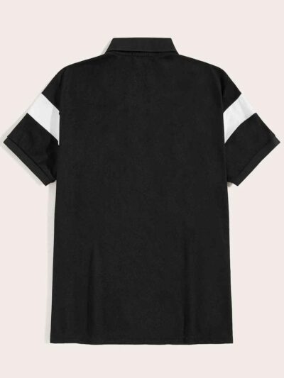 Black & White Contrast Panel Polo Shirt - Premium quality manufacturing view - View 2 of 2